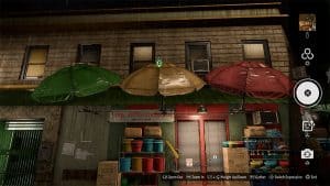 This is an example of the photograph players need to take in order to complete the picture 15 Umbrellas On A Corner Store (Chinatown)